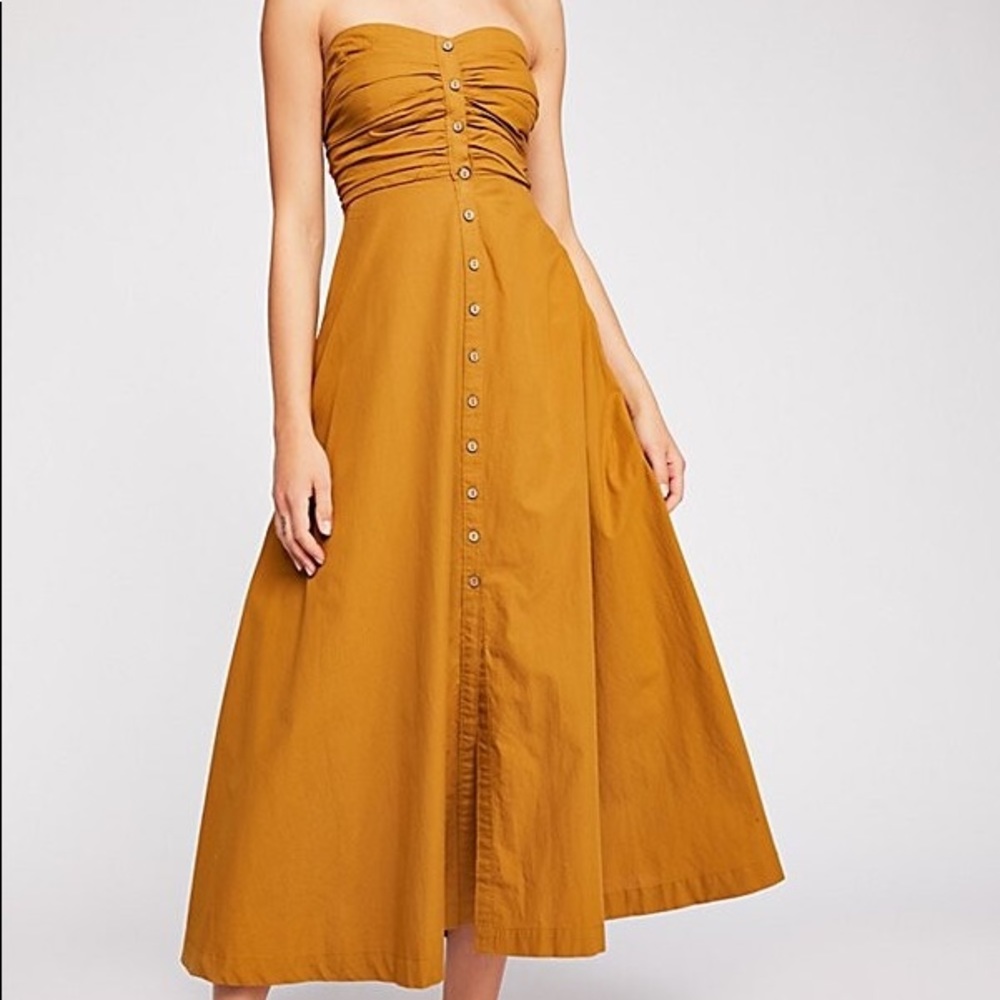 Free People Isha Tube Button Front Midi Dress XS